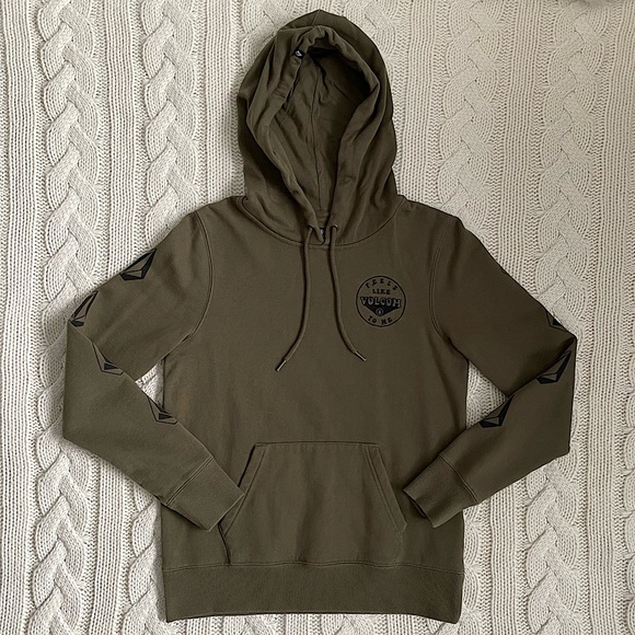Volcom Olive Green Embroidered Logo Pullover Hoodie - Picture 1 of 10